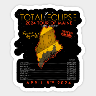 Total Solar Eclipse 2024 Tour of Maine Sticker